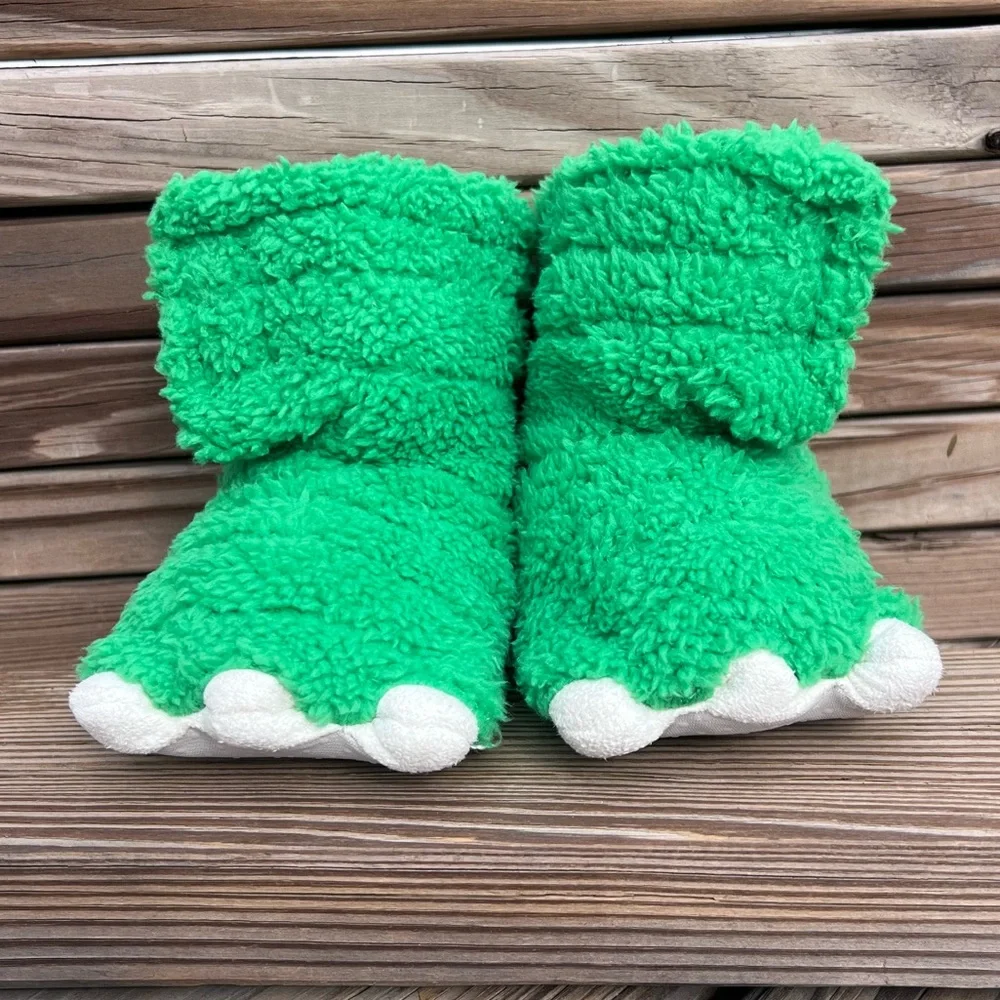 - Monster Claw Boot Green Fur Toddler Slippers! NEW!